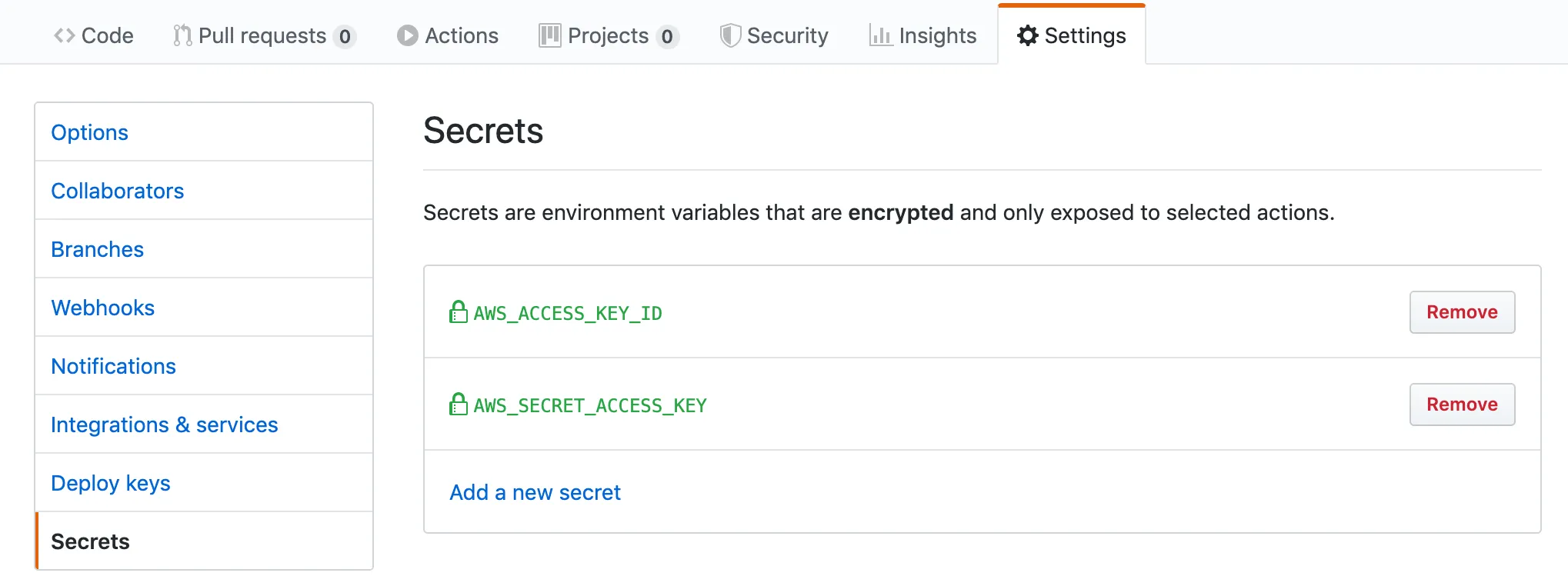 Secrets on Github